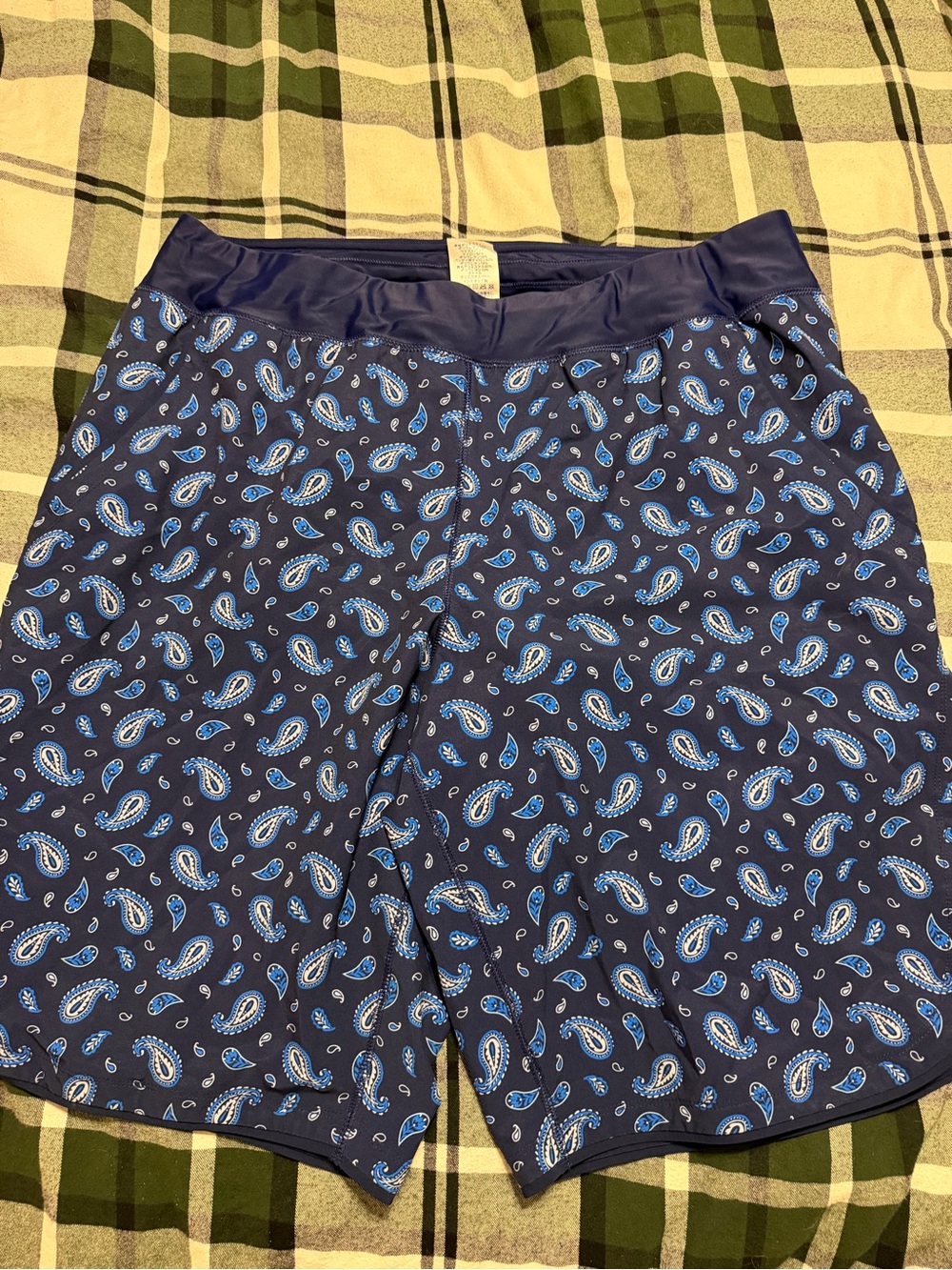 Lands' End Navy Paisley Men's Swim Trunks